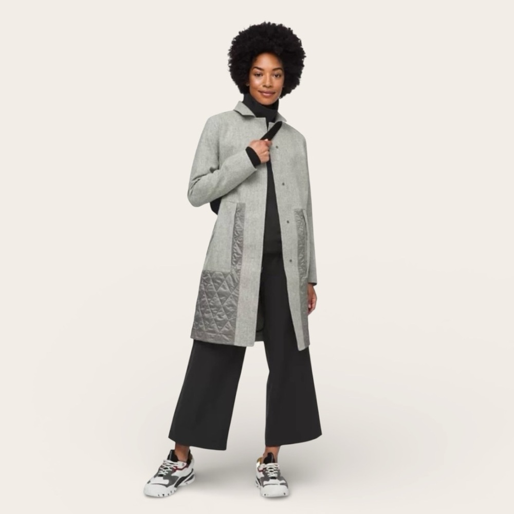 Lululemon Roam Far Wool Coat. Gray. Size 8.